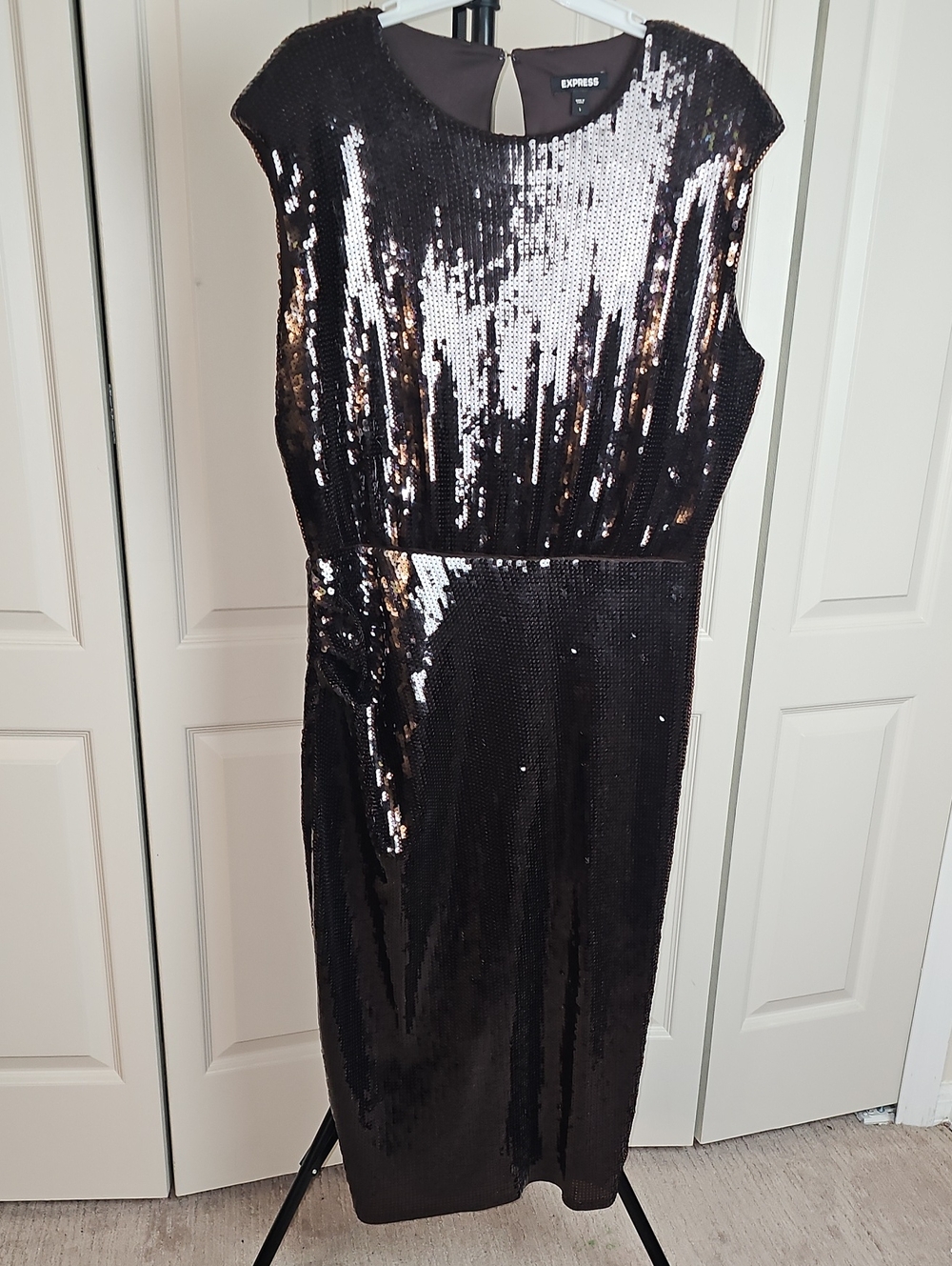Express Brown Sequin Midi Dress